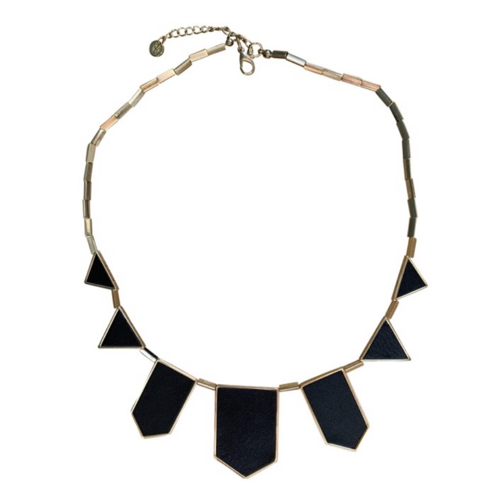 House of Harlow Black Station Leather Necklace